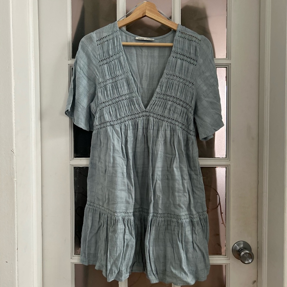Pull & Bear V-Neck Cotton Skater Dress